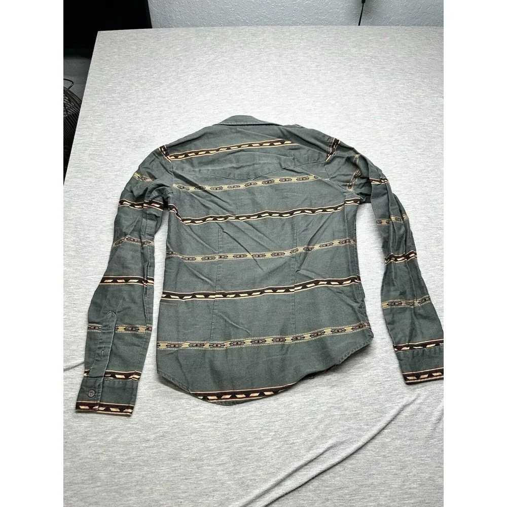 Roper Aztec Southwestern Stripes Green Size‎ S Button Up Shirt